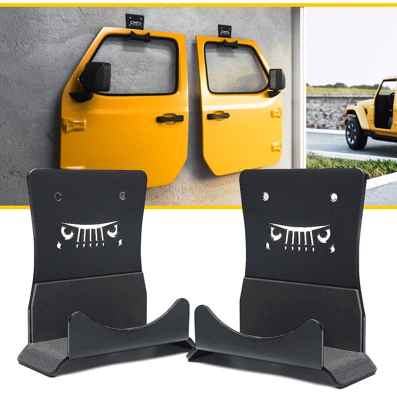LUMENIX Heavy Duty Door Storage Hangers Bracket, Wall-Mounted Systems Kits Doors Holder Racks Compatible with 1956-2025 Jeep Wrangler CJ YJ TJ JK JKU JL JLU LJ JT (2 PCS, Animal Pattern) - Image 1